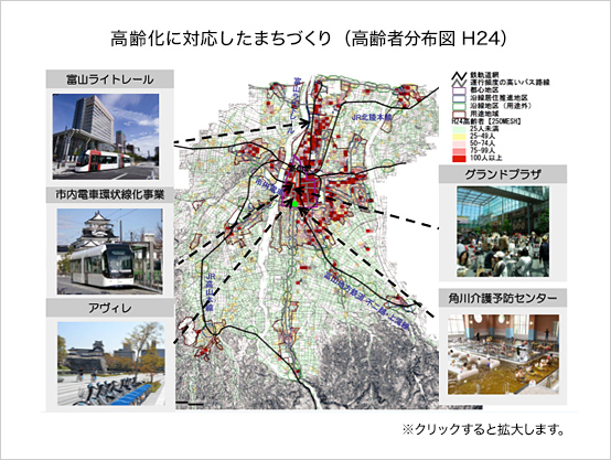 高齢化に対応したまちづくり（高齢者分布図 H24）